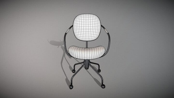 Detailed 3D model of a custom chair on a computer screen.